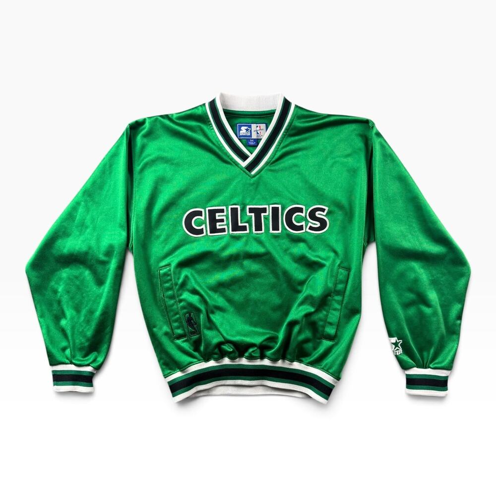 Vintage 90s Starter Boston Celtics Satin Pullover Jacket Youth M NBA Green